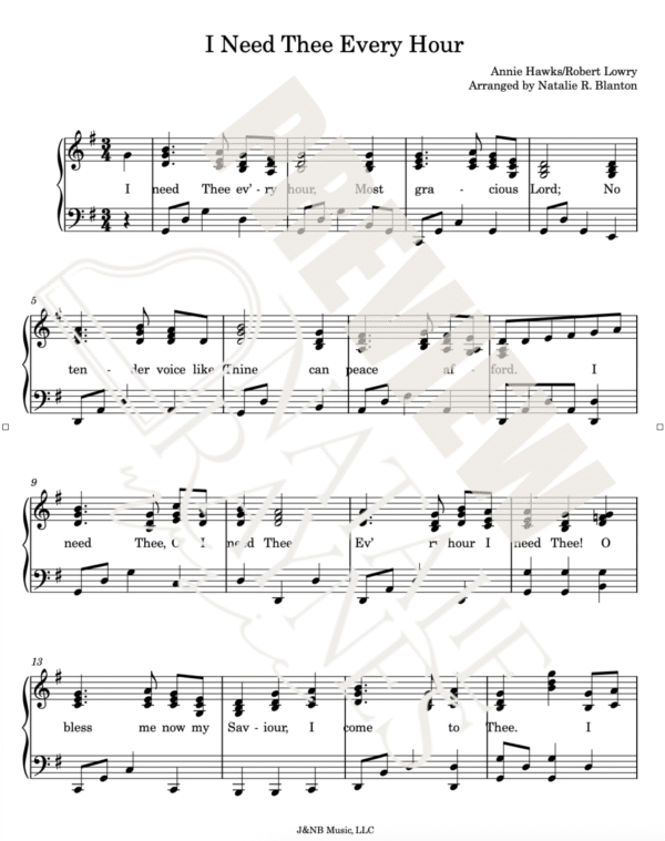 I Need Thee Every Hour- Sheet Music - Image 2