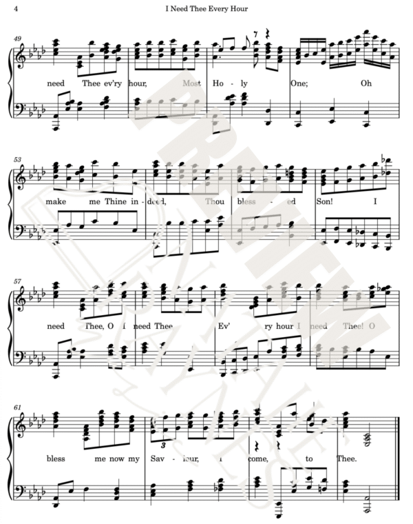 I Need Thee Every Hour- Sheet Music - Image 3